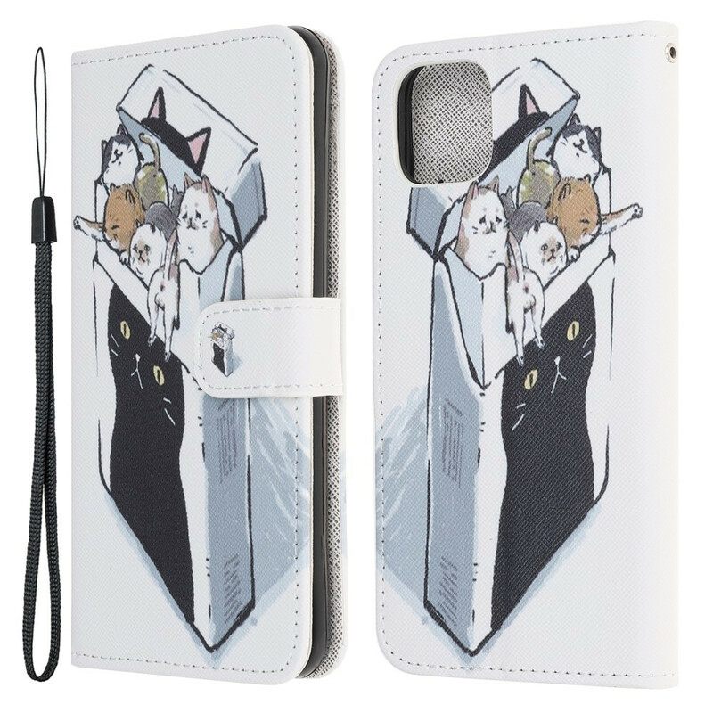 δερματινη θηκη iPhone 13 Mini με κορδονι Αποστολή Thong Cats
