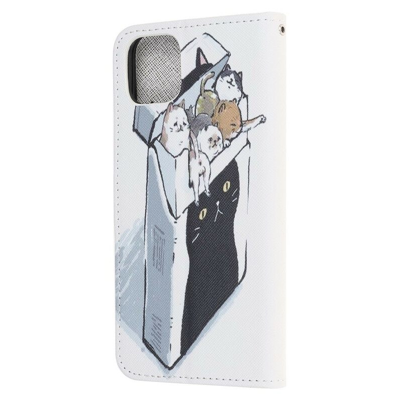 δερματινη θηκη iPhone 13 Mini με κορδονι Αποστολή Thong Cats