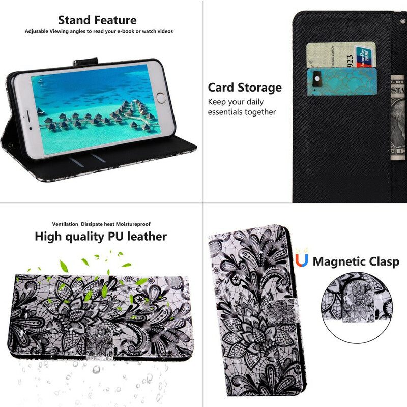 Θήκη Flip iPhone 13 Mini Δαντέλα Ελαφριάς Κηλίδας