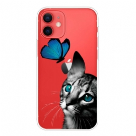 Θήκη iPhone 13 Mini Γάτα Και Πεταλούδα