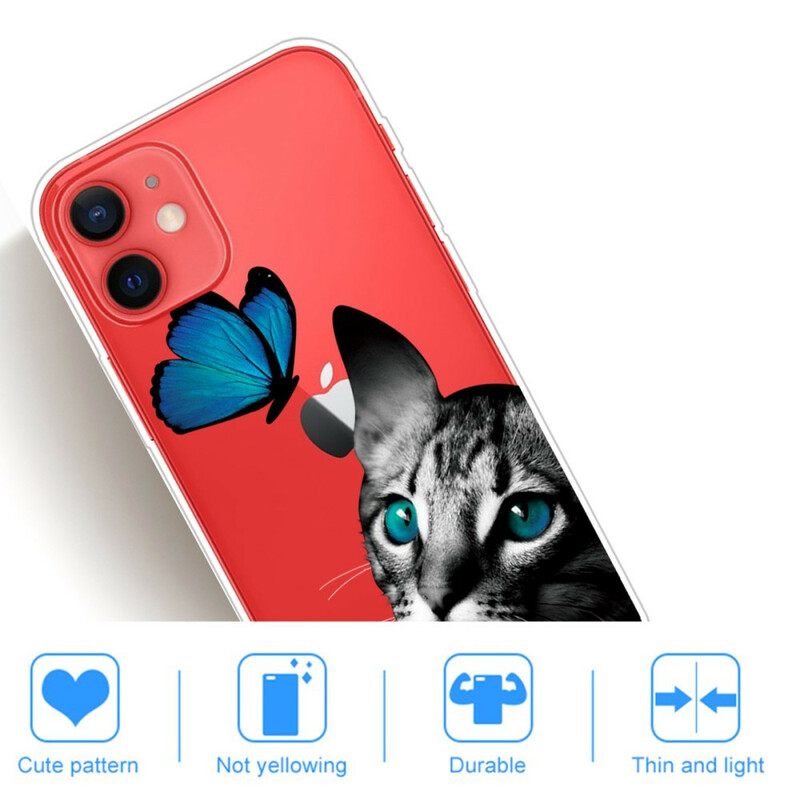 Θήκη iPhone 13 Mini Γάτα Και Πεταλούδα