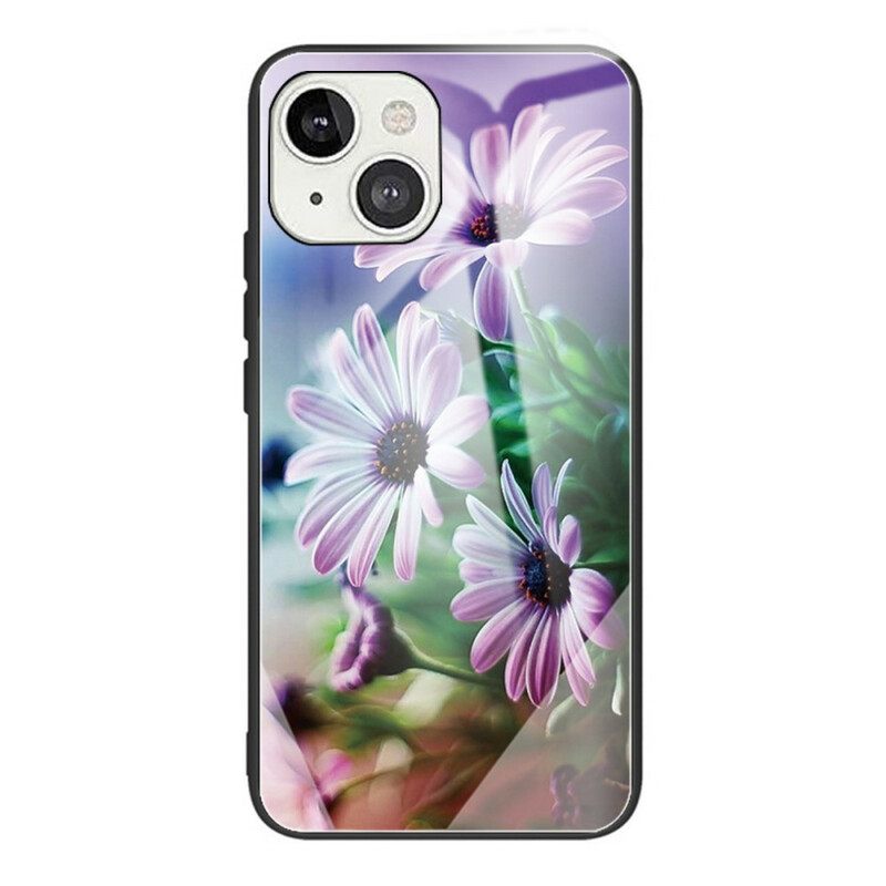 Θήκη iPhone 13 Mini Ρεαλιστικά Λουλούδια Από Σκληρυμένο Γυαλί
