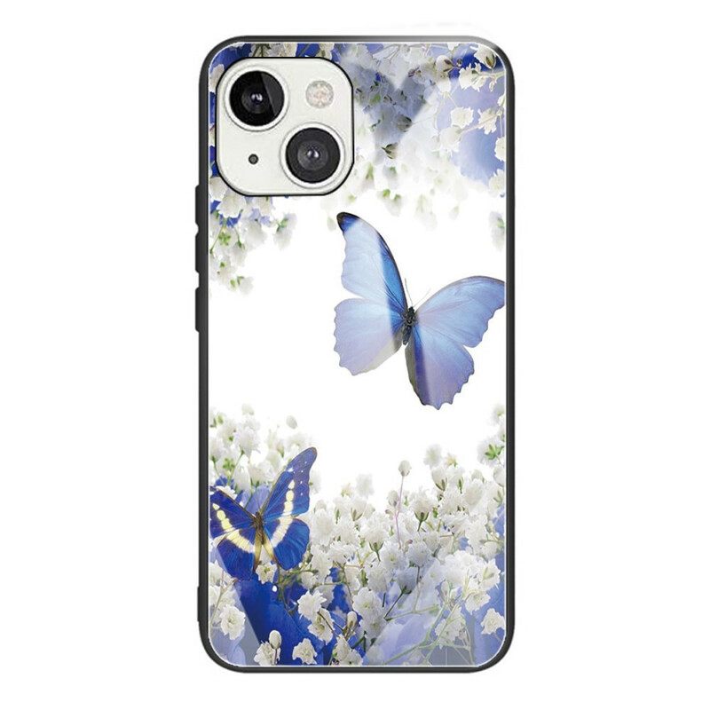 Θήκη iPhone 13 Mini Σχέδιο Πεταλούδων Από Σκληρυμένο Γυαλί