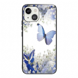 Θήκη iPhone 13 Mini Σχέδιο Πεταλούδων Από Σκληρυμένο Γυαλί