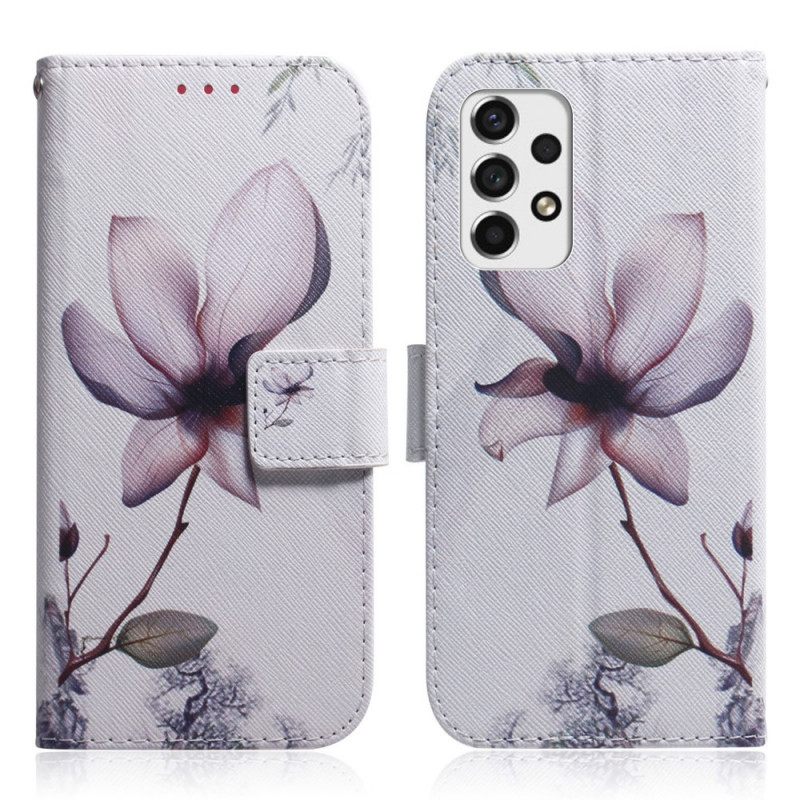 δερματινη θηκη Samsung Galaxy A33 5G Σκονισμένο Λουλούδι Τριαντάφυλλου