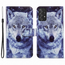 Θήκη Flip Samsung Galaxy A33 5G Υπέροχος Λύκος Με Κορδόνι