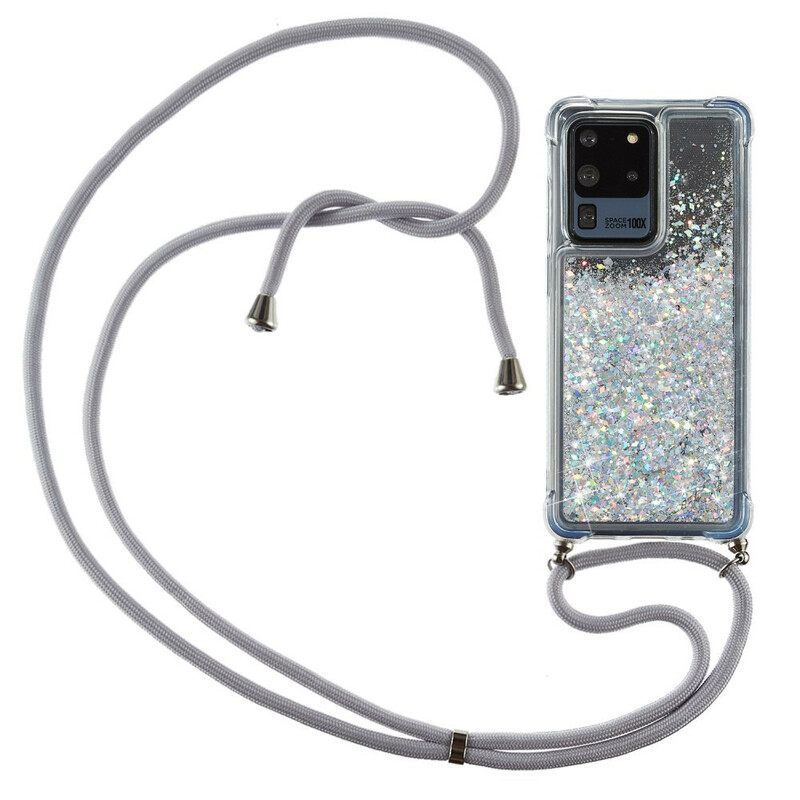 θηκη κινητου Samsung Galaxy S20 Ultra Παγιέτες Με Κορδόνι