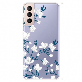 θηκη κινητου Samsung Galaxy S22 5G Διάφανα Λευκά Λουλούδια