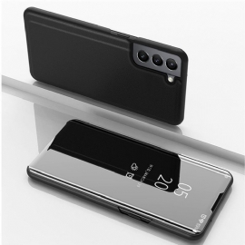 θηκη κινητου Samsung Galaxy S22 5G Καθρέφτης Και Ψεύτικο Δέρμα