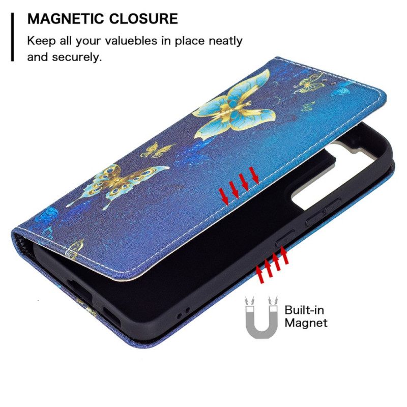 θηκη κινητου Samsung Galaxy S22 5G Θήκη Flip Χρωματιστές Πεταλούδες