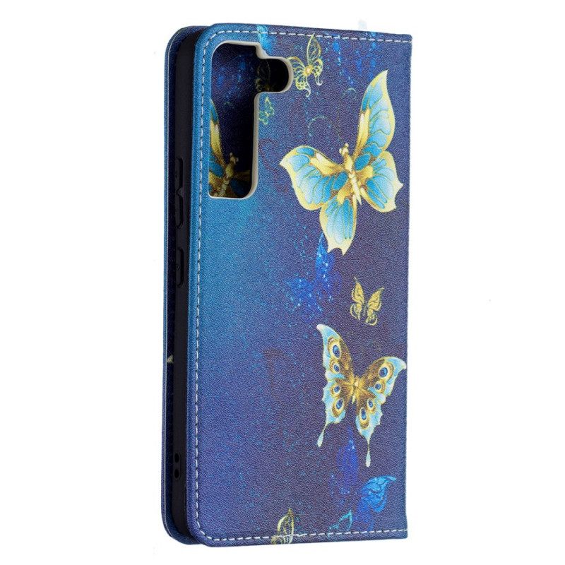 θηκη κινητου Samsung Galaxy S22 5G Θήκη Flip Χρωματιστές Πεταλούδες