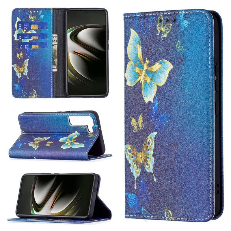 θηκη κινητου Samsung Galaxy S22 5G Θήκη Flip Χρωματιστές Πεταλούδες