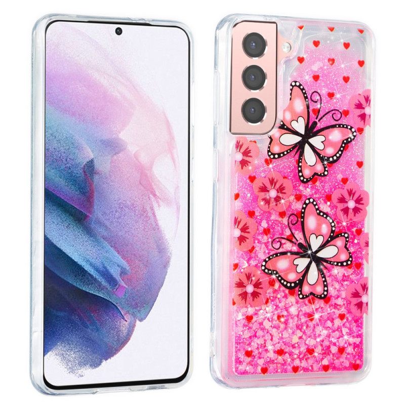 Θήκη Samsung Galaxy S22 5G Παγιέτες Πεταλούδας