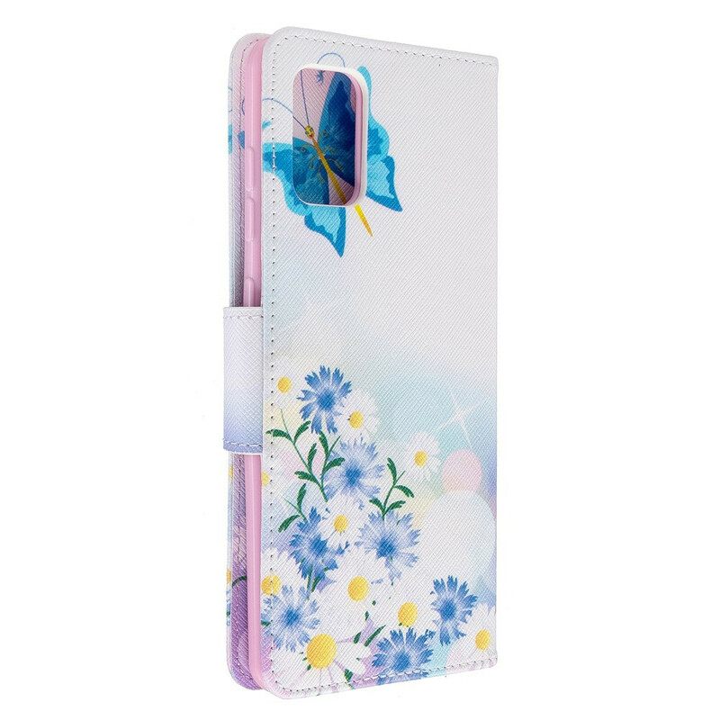 δερματινη θηκη Samsung Galaxy A71 Ζωγραφισμένες Πεταλούδες Και Λουλούδια