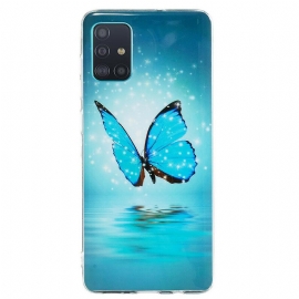 Θήκη Samsung Galaxy A71 Φθορίζουσα Μπλε Πεταλούδα