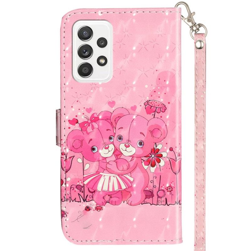δερματινη θηκη Samsung Galaxy A53 5G με κορδονι Teddy Bears