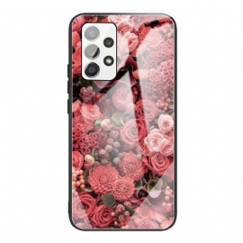 Θήκη Samsung Galaxy A53 5G Ροζ Λουλούδια Από Σκληρυμένο Γυαλί