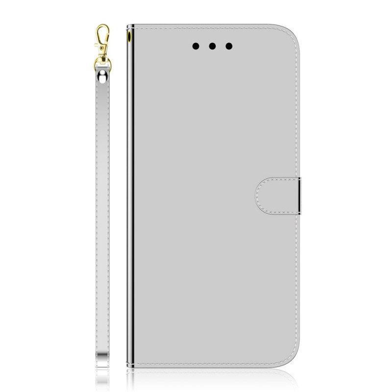 Θήκη Flip Sony Xperia 1 IV με κορδονι Λουράκι Καθρέφτη Από Συνθετικό Δέρμα