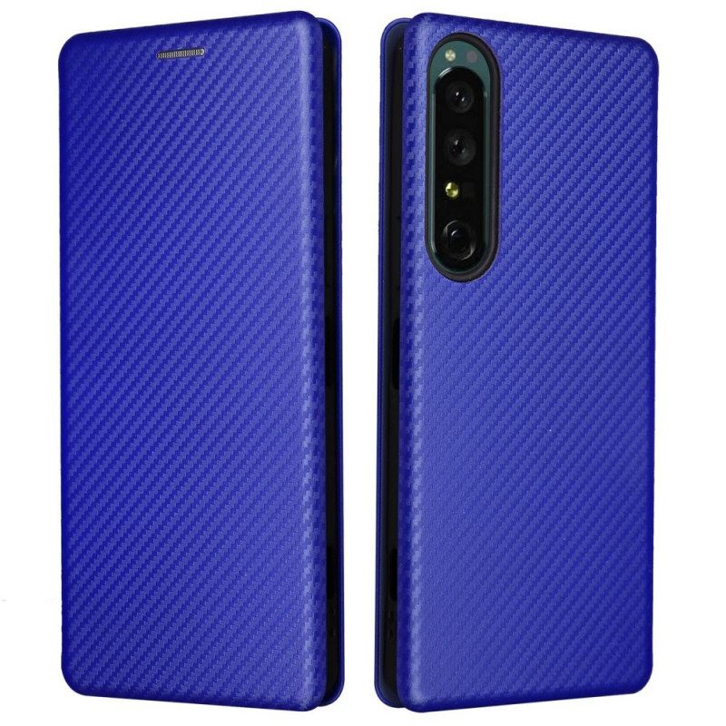 θηκη κινητου Sony Xperia 1 IV Θήκη Flip Υφή Από Ανθρακόνημα