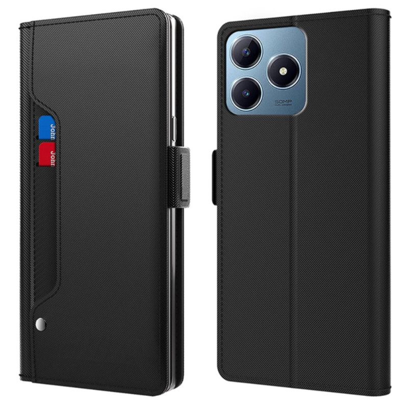 Δερματινη Θηκη Realme C61 Καθρέφτης Και Θήκη Για Κάρτες Σιλικόνης