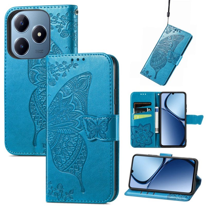 Δερματινη Θηκη Realme C61 Μπαρόκ Πεταλούδα Σιλικόνης