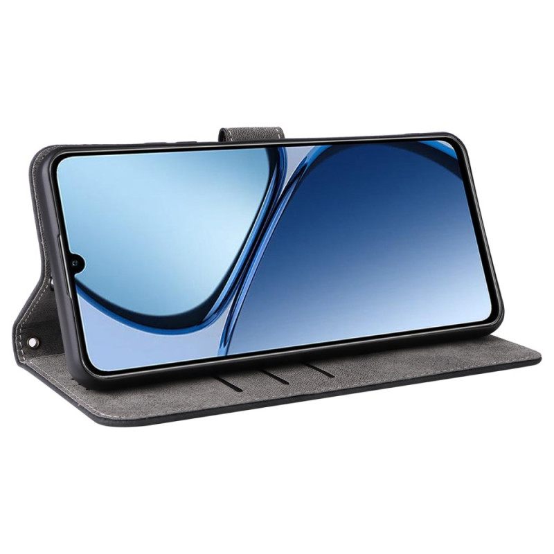 Δερματινη Θηκη Realme C61 Προστασία Rfid Με Εφέ Σουέτ Με Λουράκι Σιλικόνης