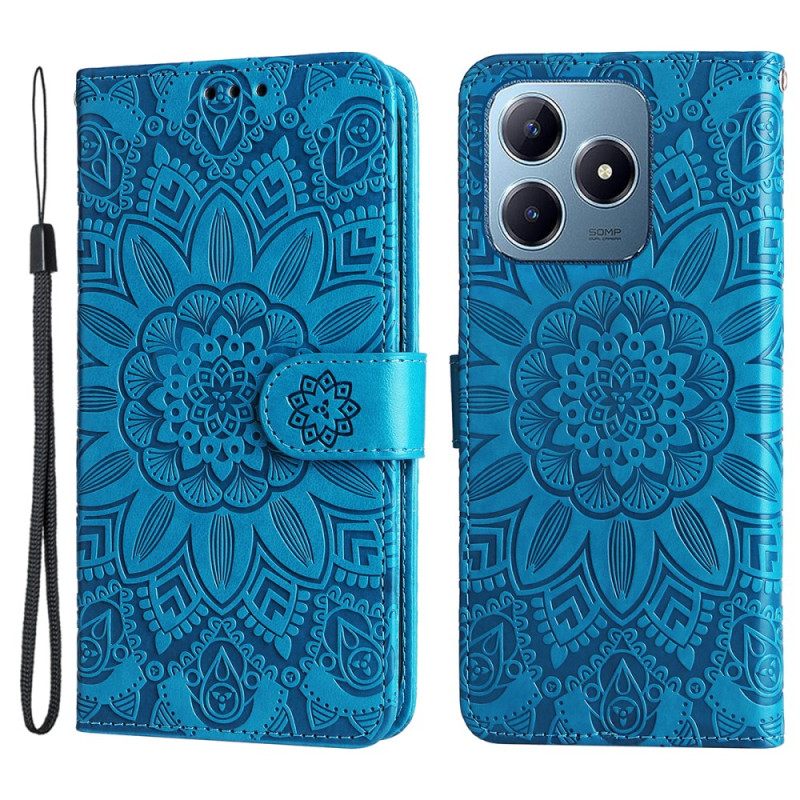 Δερματινη Θηκη Realme C61 Σχέδιο Ηλίανθου Σιλικόνης