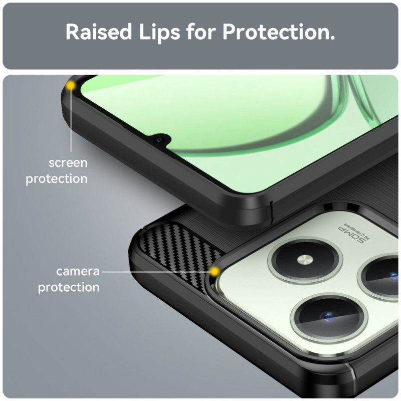 Κάλυμμα Realme C61 Βουρτσισμένο Ανθρακονήματα Σιλικόνης