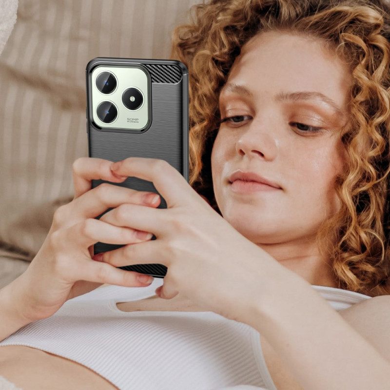 Κάλυμμα Realme C61 Βουρτσισμένο Ανθρακονήματα Σιλικόνης