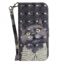 Κάλυμμα Samsung Galaxy S21 FE με κορδονι Γκρι Strappy Cat