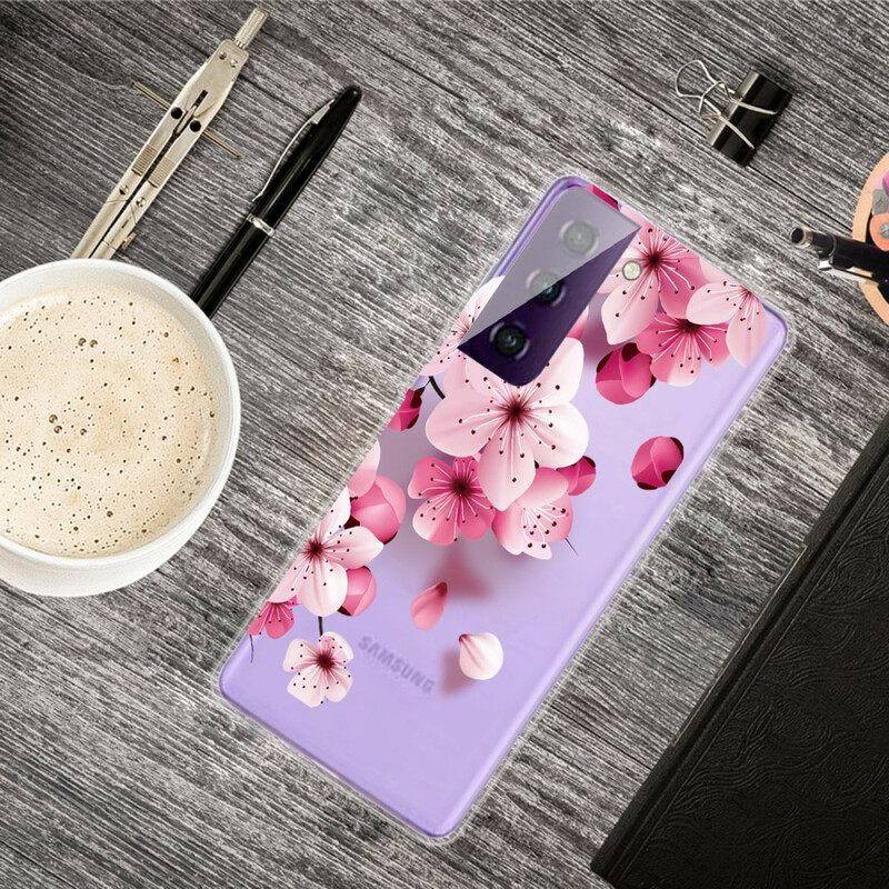 Θήκη Samsung Galaxy S21 FE Μικρά Ροζ Λουλούδια