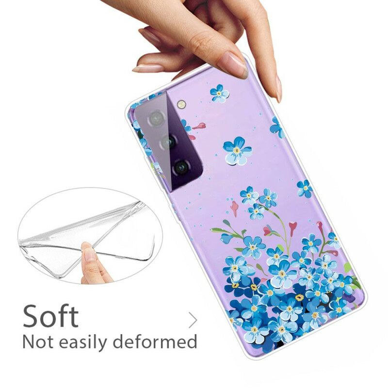 Θήκη Samsung Galaxy S21 FE Μπλε Λουλούδια