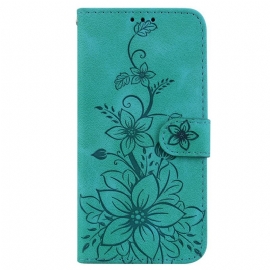 Θήκη Flip iPhone 15 Pro Max με κορδονι Floral Λουράκι