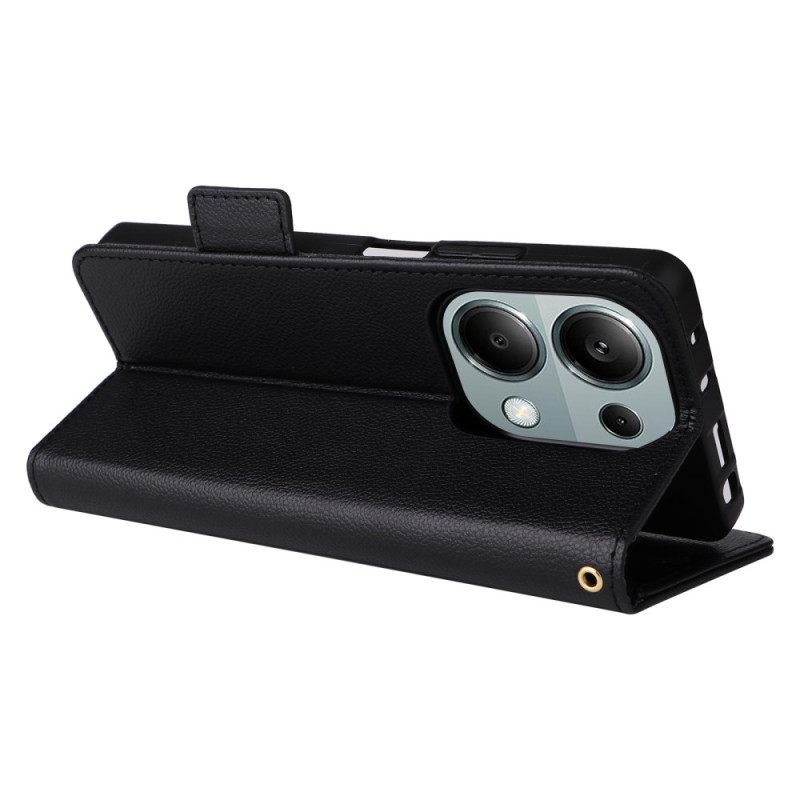 Δερματινη Θηκη Xiaomi Redmi Note 14s Εξαιρετικά Λεπτό Με Λουράκι Σιλικόνης