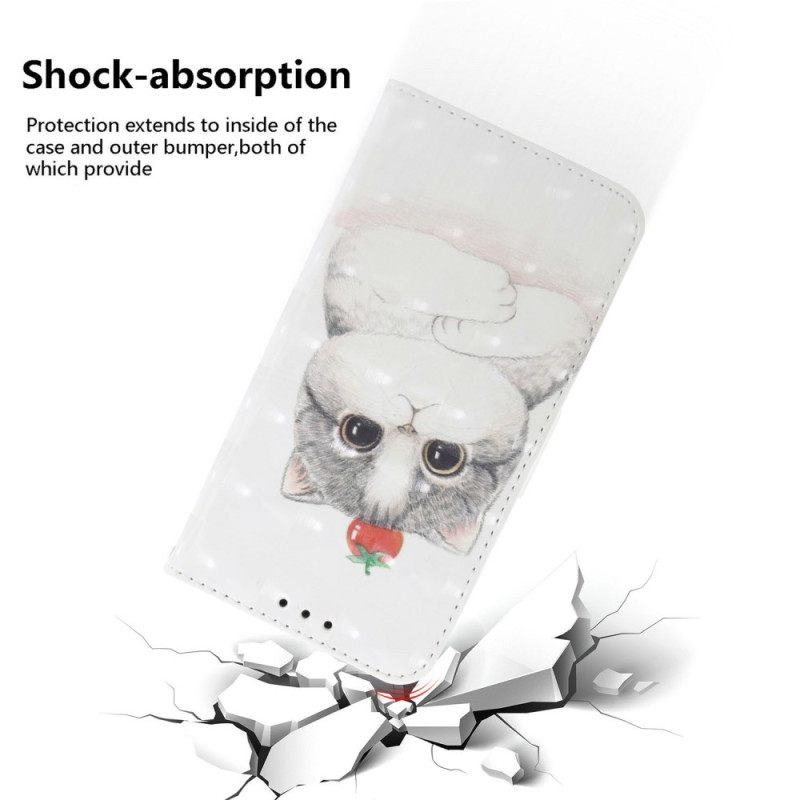 Δερματινη Θηκη Xiaomi Redmi Note 14s Κορδόνι Γάτας Και Φράουλας