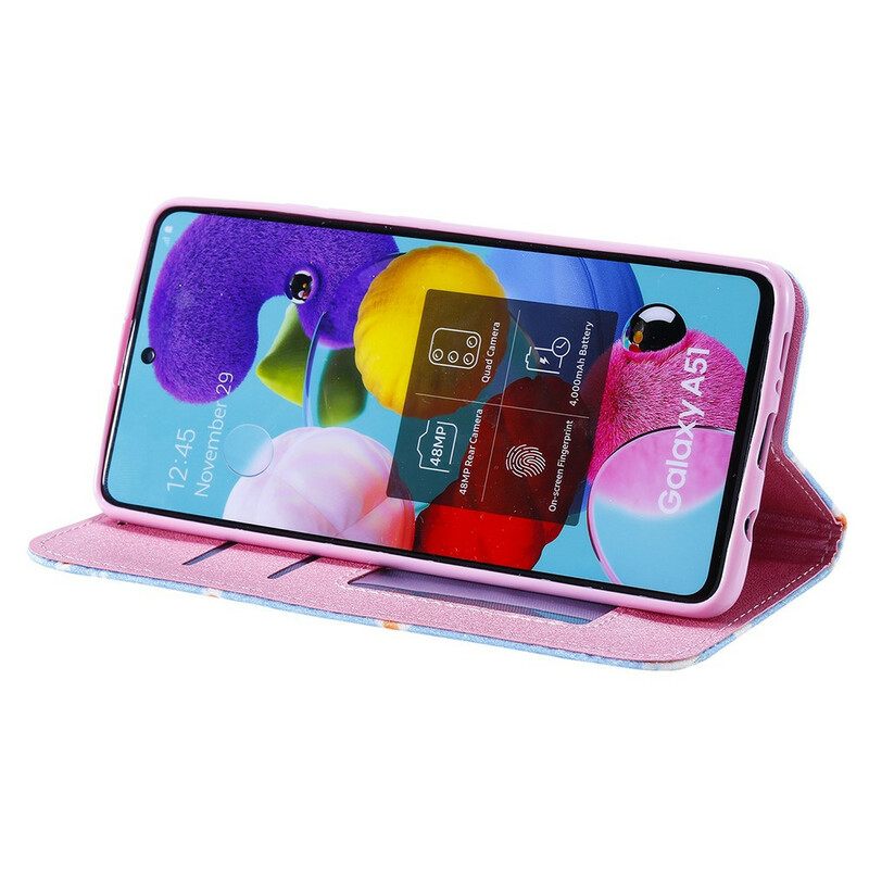 θηκη κινητου Samsung Galaxy A51 5G Θήκη Flip Μαργαρίτες Από Ψεύτικο Δέρμα
