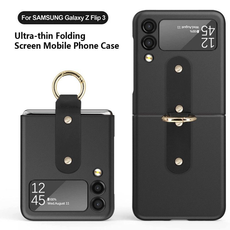 θηκη κινητου Samsung Galaxy Z Flip 3 5G Θήκη Flip Μεταλλικός Δακτύλιος