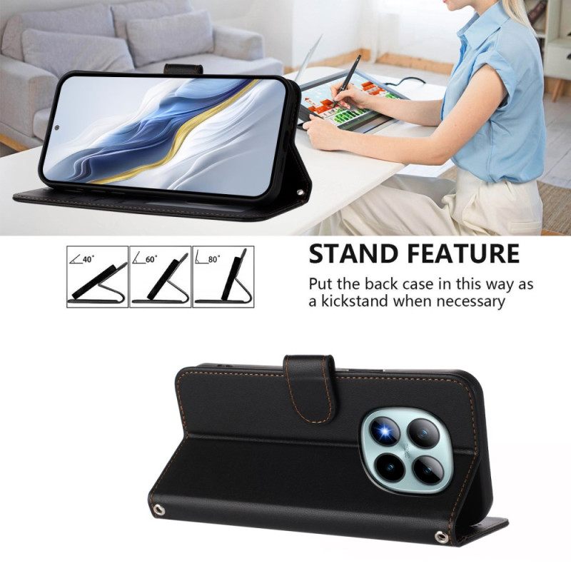 Δερματινη Θηκη Xiaomi Redmi Note 15 Pro Plus 5g Απλό Εφέ Δέρματος Με Λουρί