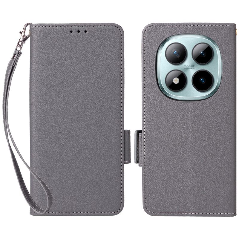 Δερματινη Θηκη Xiaomi Redmi Note 15 Pro Plus 5g Δέρμα Λίτσι Με Λουρί