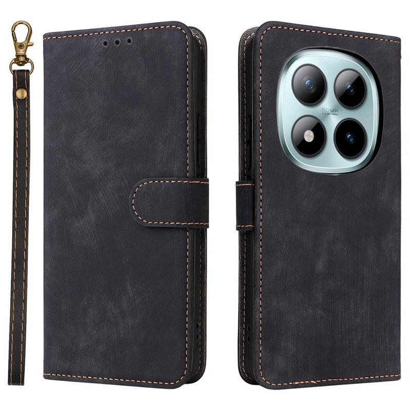 Δερματινη Θηκη Xiaomi Redmi Note 15 Pro Plus 5g Εφέ Σουέτ Με Λουρί Σιλικόνης