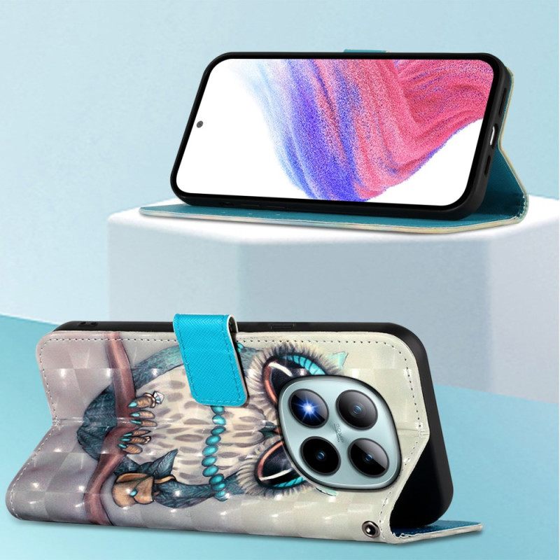 Δερματινη Θηκη Xiaomi Redmi Note 15 Pro Plus 5g Γκρι Κουκουβάγια