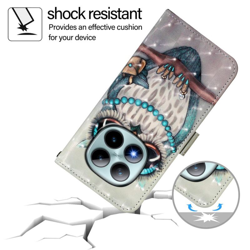 Δερματινη Θηκη Xiaomi Redmi Note 15 Pro Plus 5g Γκρι Κουκουβάγια