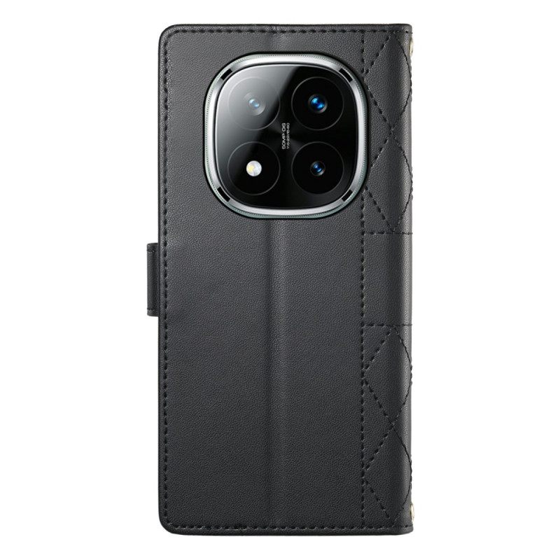 Δερματινη Θηκη Xiaomi Redmi Note 15 Pro Plus 5g Καπιτονέ Με Λουριά