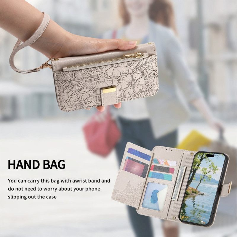 Δερματινη Θηκη Xiaomi Redmi Note 15 Pro Plus 5g Λουλουδάτο Σχέδιο Και Τσέπη Με Φερμουάρ