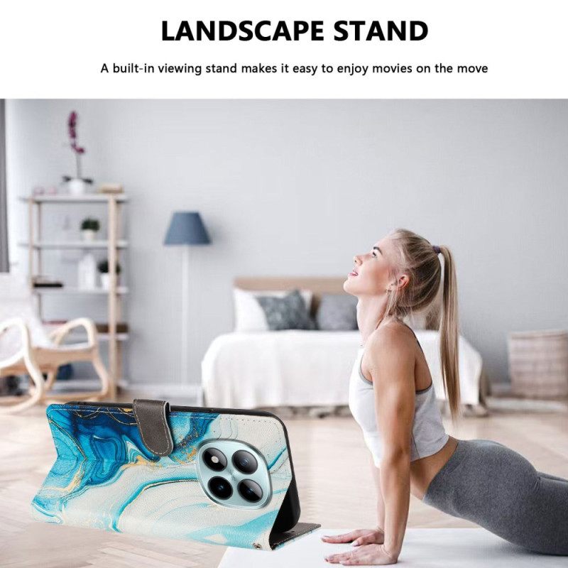 Δερματινη Θηκη Xiaomi Redmi Note 15 Pro Plus 5g Μπλε Μάρμαρο