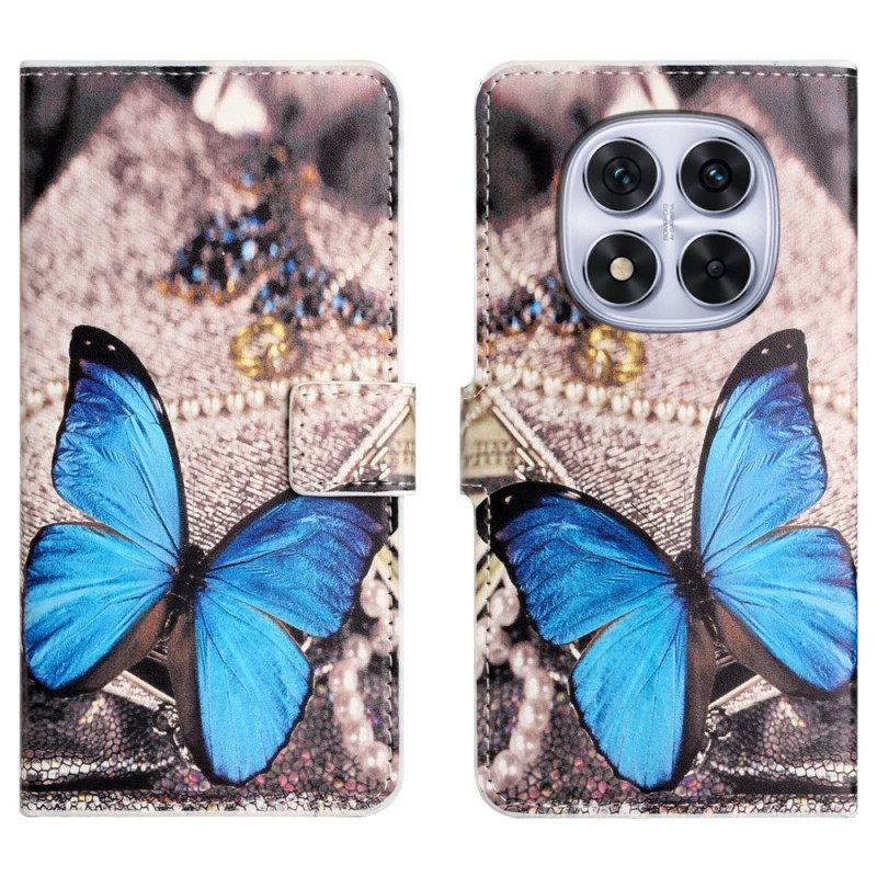 Δερματινη Θηκη Xiaomi Redmi Note 15 Pro Plus 5g Μπλε Πεταλούδα