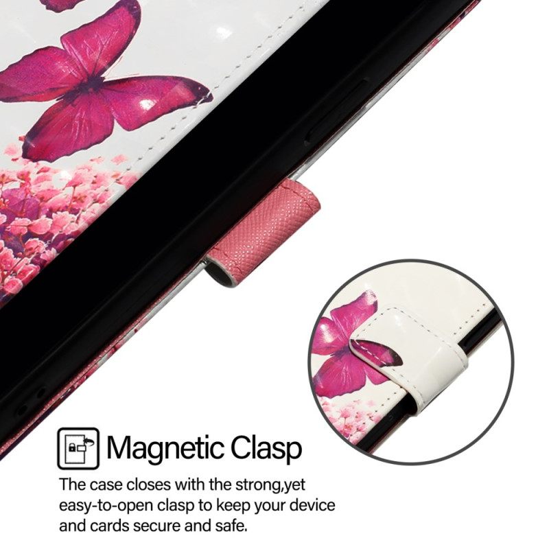 Δερματινη Θηκη Xiaomi Redmi Note 15 Pro Plus 5g Ροζ Πεταλούδες