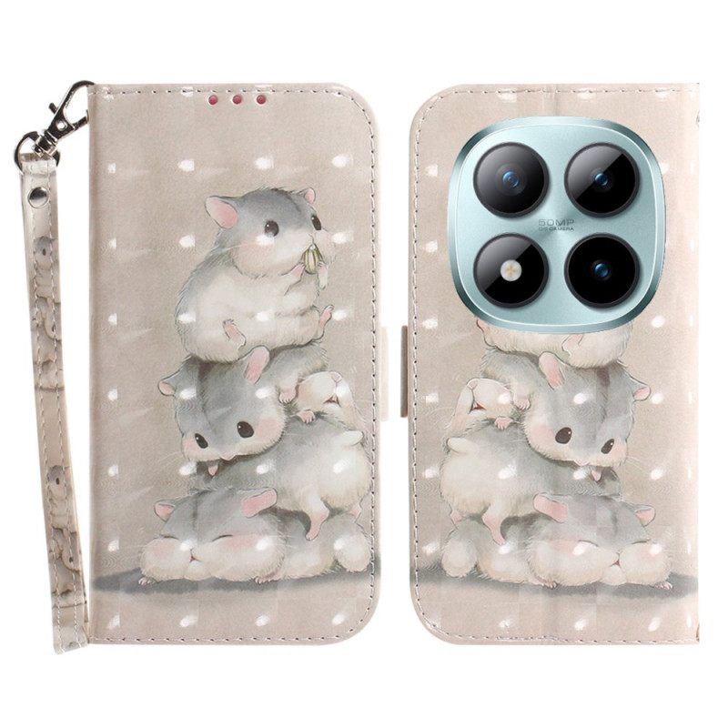 Δερματινη Θηκη Xiaomi Redmi Note 15 Pro Plus 5g Σωρός Από Χάμστερ Με Λουράκι Σιλικόνης