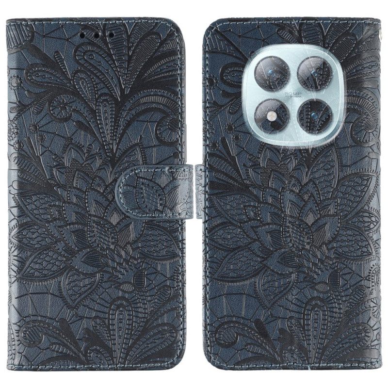 Δερματινη Θηκη Xiaomi Redmi Note 15 Pro Plus 5g Σχέδιο Με Δαντέλα Και Λουλούδια