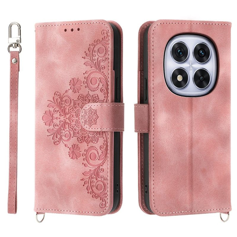 Θηκη Κινητου Xiaomi Redmi Note 15 Pro Plus 5g Λουλουδάτο Σχέδιο Με Λουρί Ώμου Και Λουρί